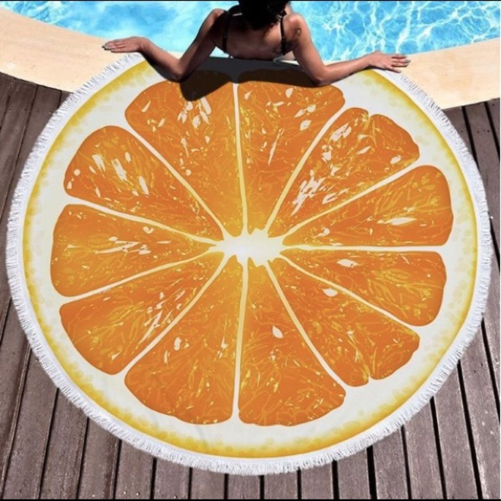 Orange Slice Round beach towel